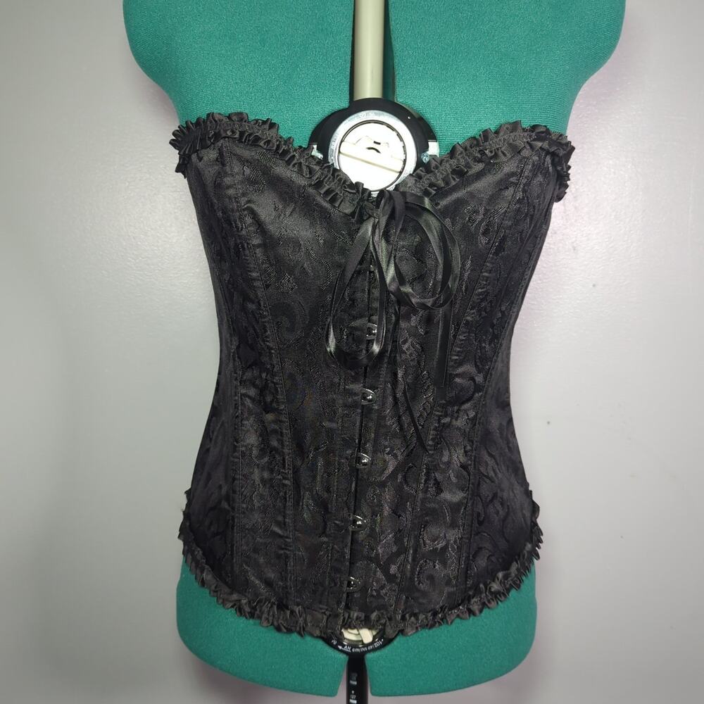 Unbranded L Black Brocade Corset Bustier Goth Y2K Victorian Grunge Vampire